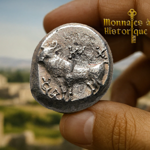 Pièce monnaie argent antique grecque Drachme
