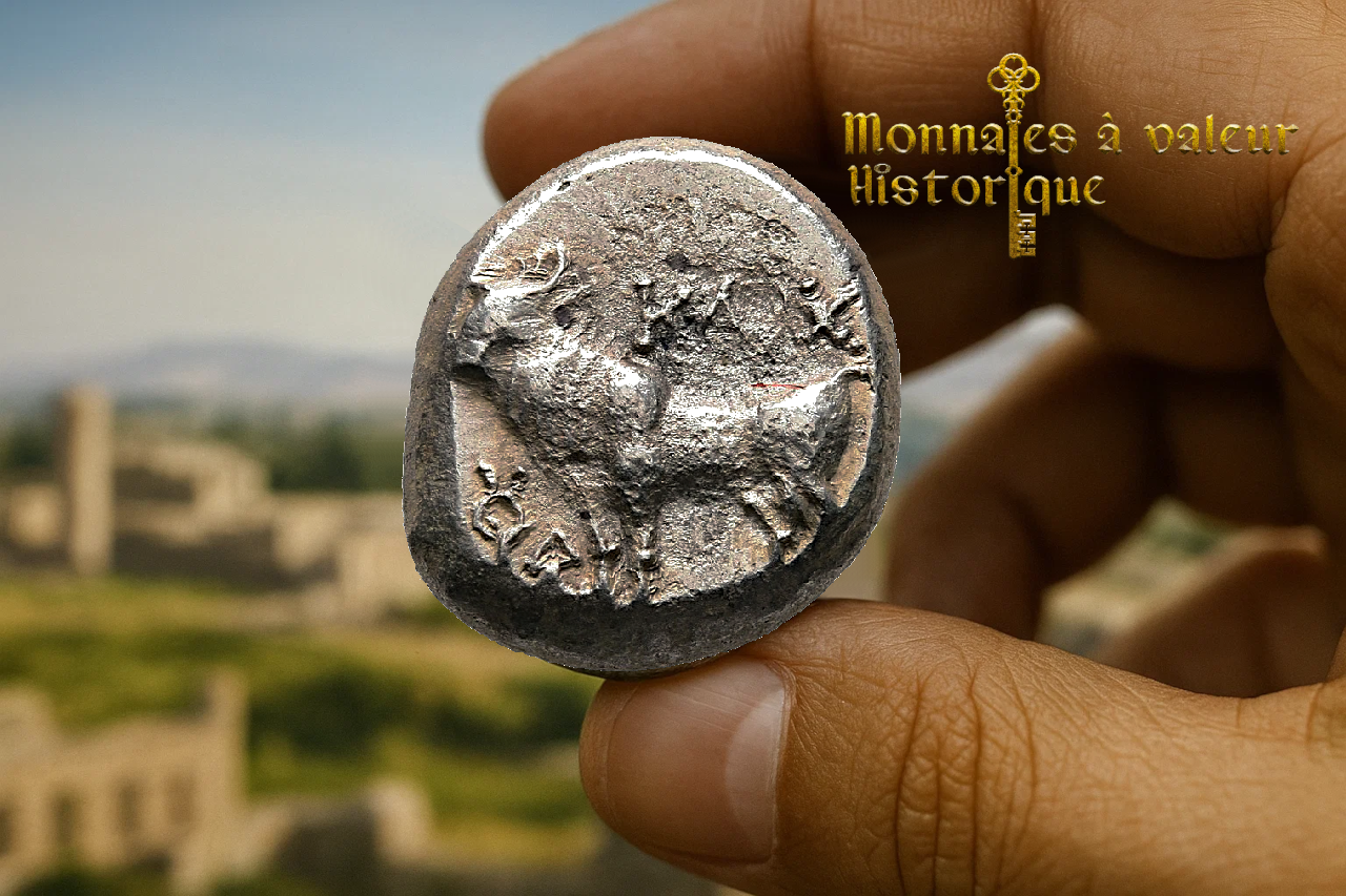 Pièce monnaie argent antique grecque Drachme