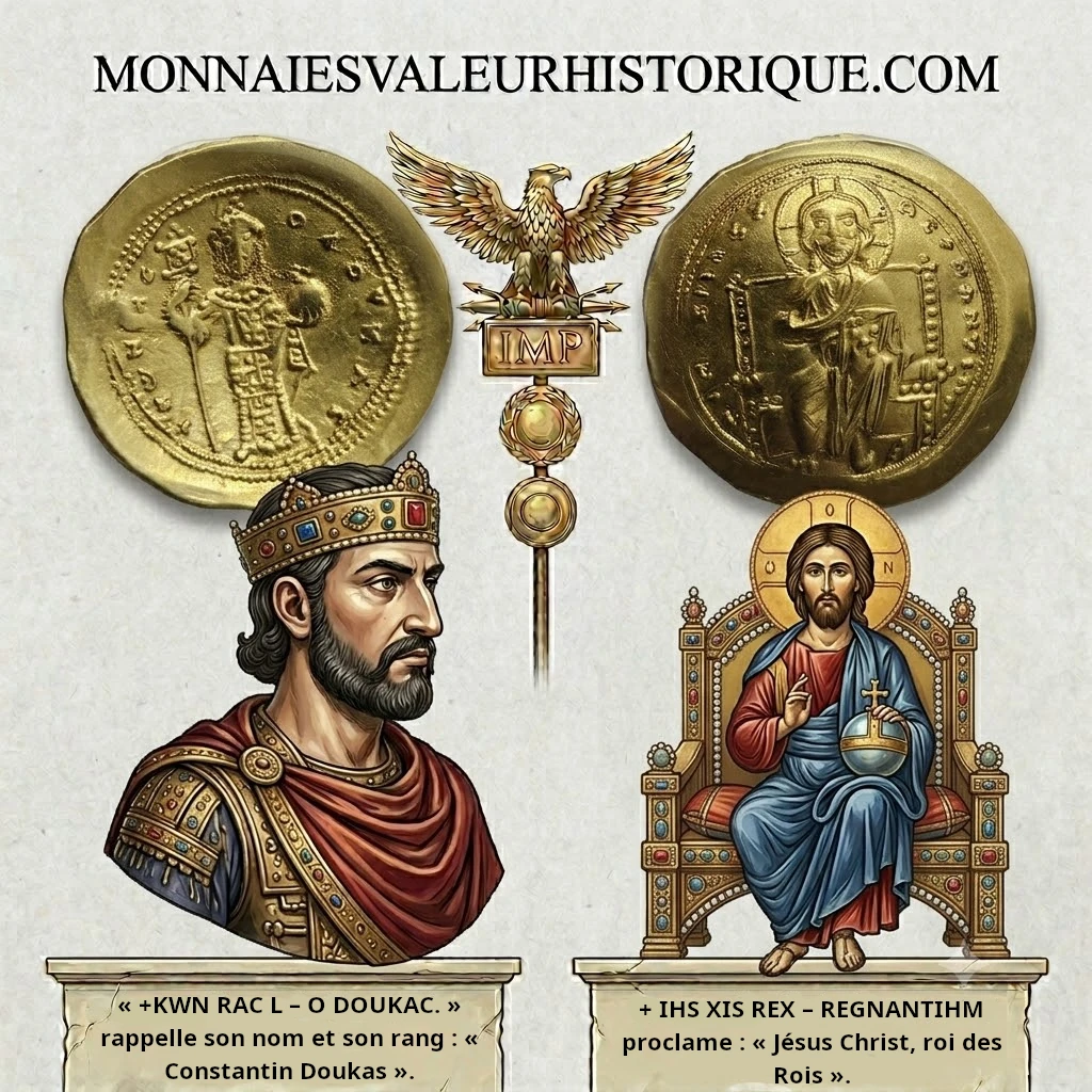 Superbe monnaie romaine en or – Histamenon Nomisma de Constantin X Doukas (1059-1067) Solidus