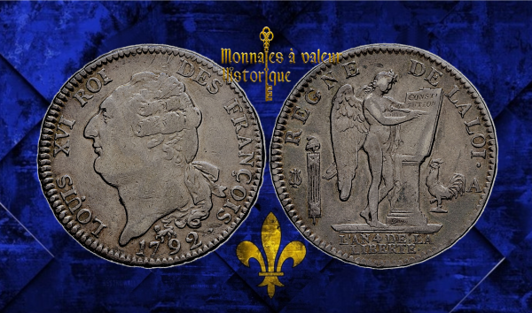 MAGNIFIQUE ÉCU AU GÉNIE – LOUIS XVI (MONARQUE CONSTITUTIONNEL) – 1792, Paris