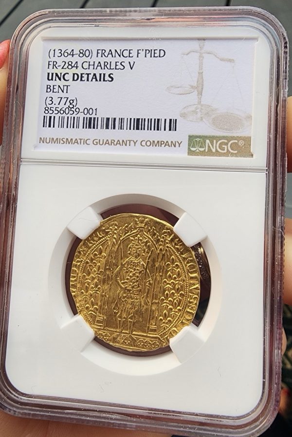 France – Charles V “the Wise” (1364–1380) – Gold Franc à Pied, 1365  ✨FDC✨ – Image 3