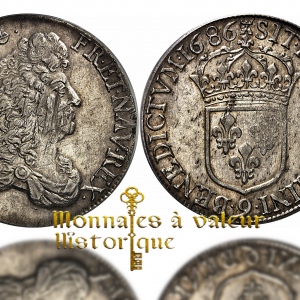 Louis XIV – Écu au buste drapé à l'antique, 1686, Rennes ✨MS62 MONACO