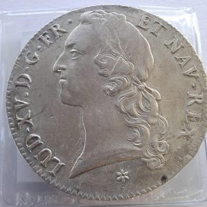 Très rare 💰👑 – Écu au bandeau – Louis XV (1715–1774), 1748, Caen
