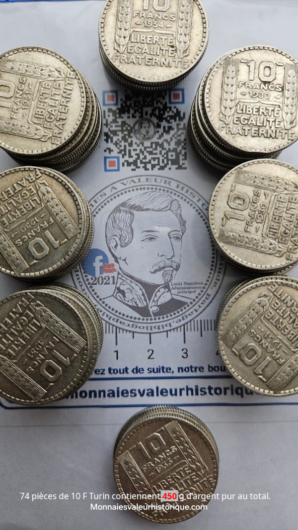 Lot Investisseur – 74 x 10 Francs Turin en Argent (1929-1939).