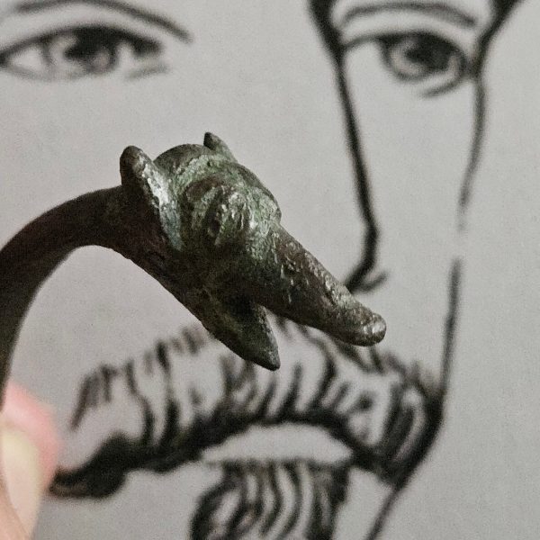 Simpulum romain en bronze 🐕 (chien/loup ?) — IIe–IIIe s. ap. J.-C. ✨ – Image 2