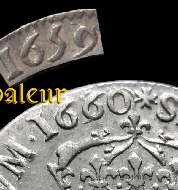 LOUIS XIIII demi-écu au buste juvénile 1660 variante – Image 3
