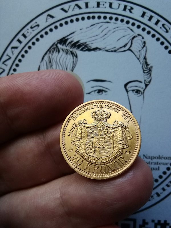 Pièce de monnaie 20 Kronor Or Oscar II de 1898 – Image 3