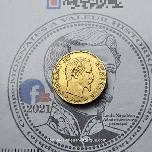 5 Francs or Napoléon III – tête nue – grand module – 1860/50 Strasbourg (F.501/12)