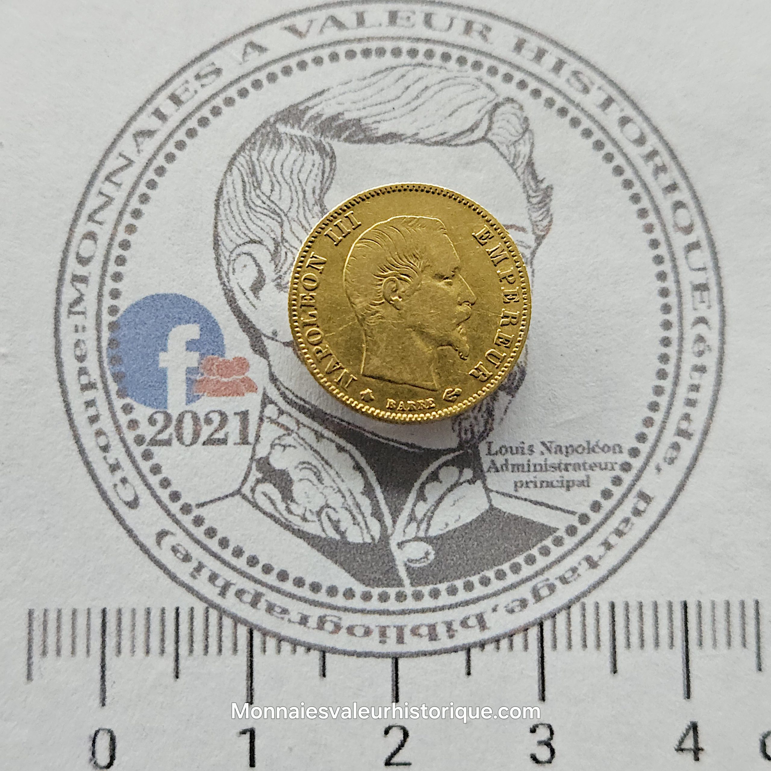 5 Francs or Napoléon III – tête nue – grand module – 1860/50 Strasbourg (F.501/12) – Image 2