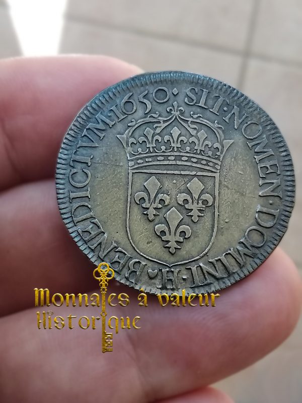 Demi-écu à la mèche longue 1650 La Rochelle. – Image 3