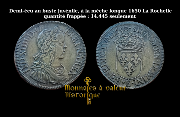 Demi-écu à la mèche longue 1650 La Rochelle.