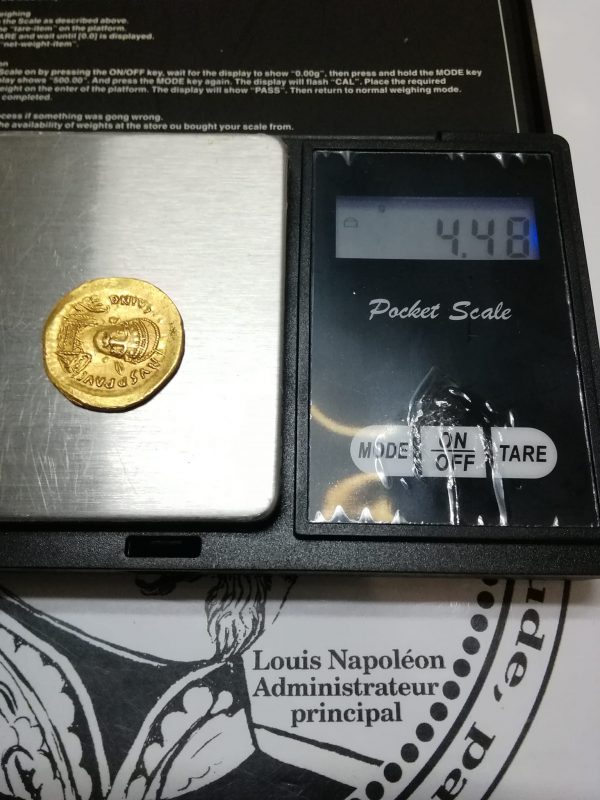 Pièce de monnaie en or romaine solidus Justin Ier – Image 3