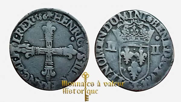 quart d'écu croix de face 1586 (T) Nantes