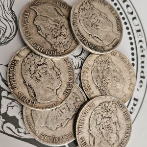 Pièce monnaie Lot 6x5 francs Louis Philippe écus argent 💰