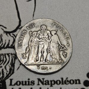 5 francs Union et Force TTB+/QSUP Rare atelier Perpignan