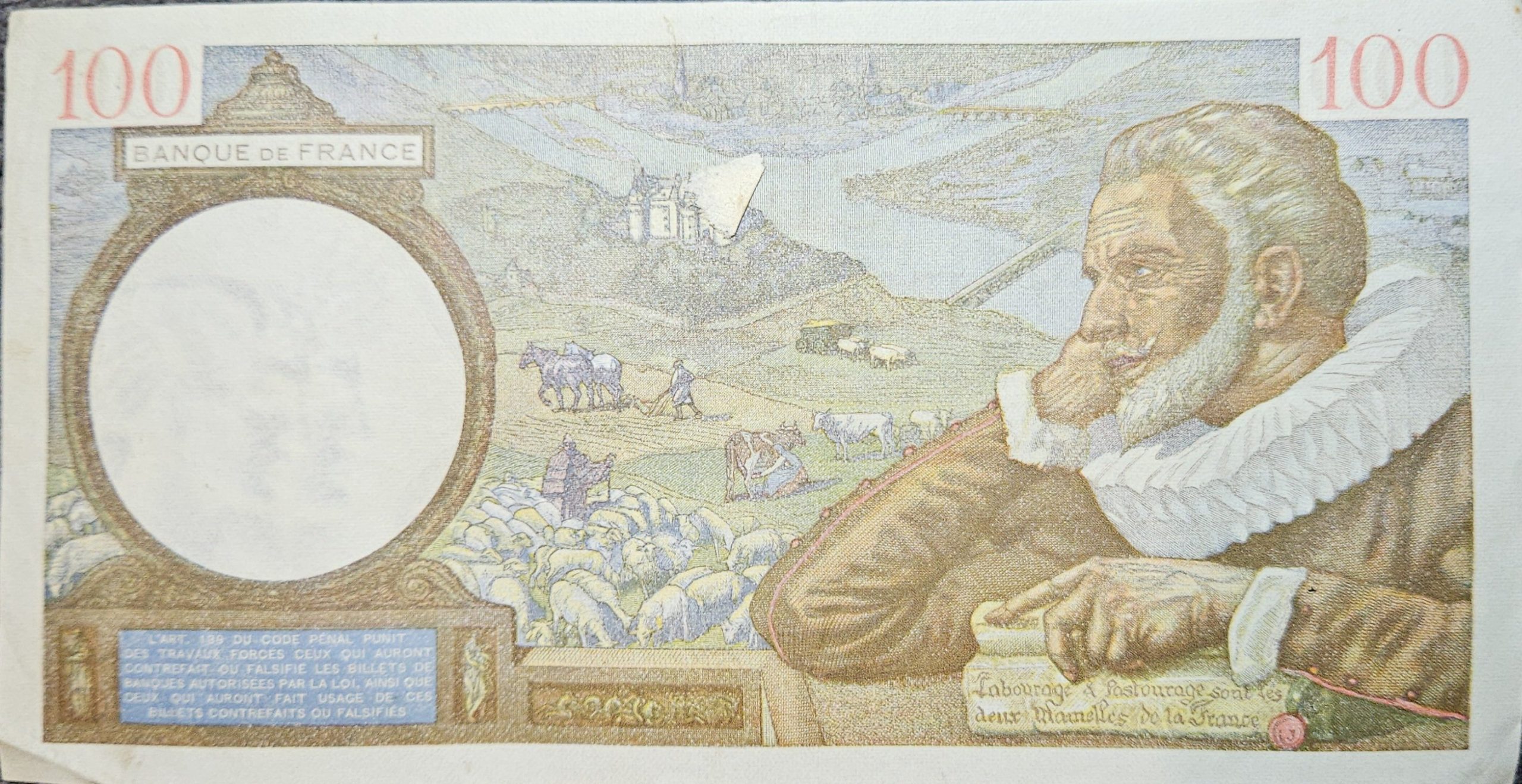 100 Francs Sully France 1939-1945 SUP – Image 2