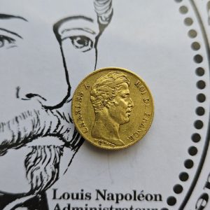 20 francs or Charles X, matrice du revers à quatre feuilles et demie 1826 Perpignan F.520/4