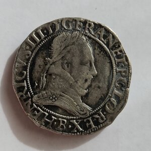 HENRI III Franc au col plat 1577 Rouen