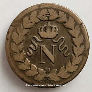 NAPOLÉON Ier-un décime à l'N couronnée 1814 Strasbourg-TB35