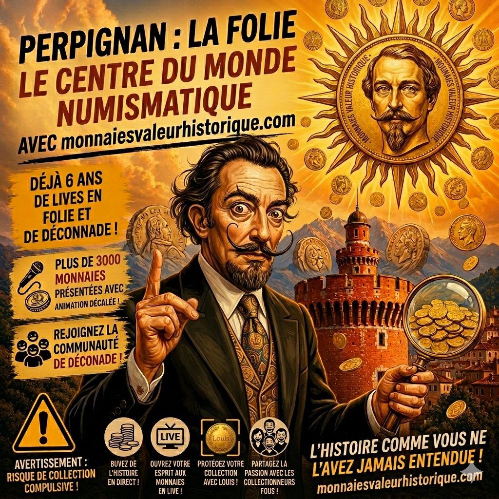 Affiche Numismatique Perpignan - 6 ans de Monnaies Valeur Historique
