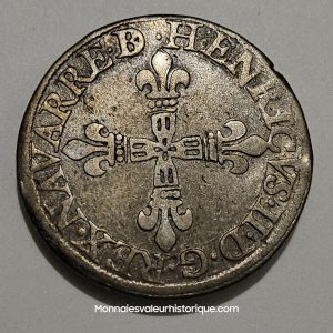 NAVARRE-BÉARN - HENRI III DE NAVARRE, II DE BÉARN Quart d'écu TTB+