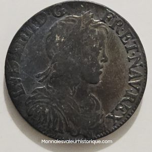 LOUIS XIV LE GRAND OU LE ROI SOLEIL Demi-écu, portrait à la mèche longue 1653 Poitiers