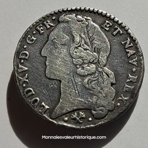 LOUIS XV DIT LE BIEN AIMÉ Cinquième d’écu aux branches d’olivier, tête ceinte d’un bandeau 1769 Bayonne