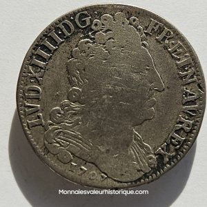 LOUIS XIV LE GRAND OU LE ROI SOLEIL 20 Sols aux insignes 1707 Paris