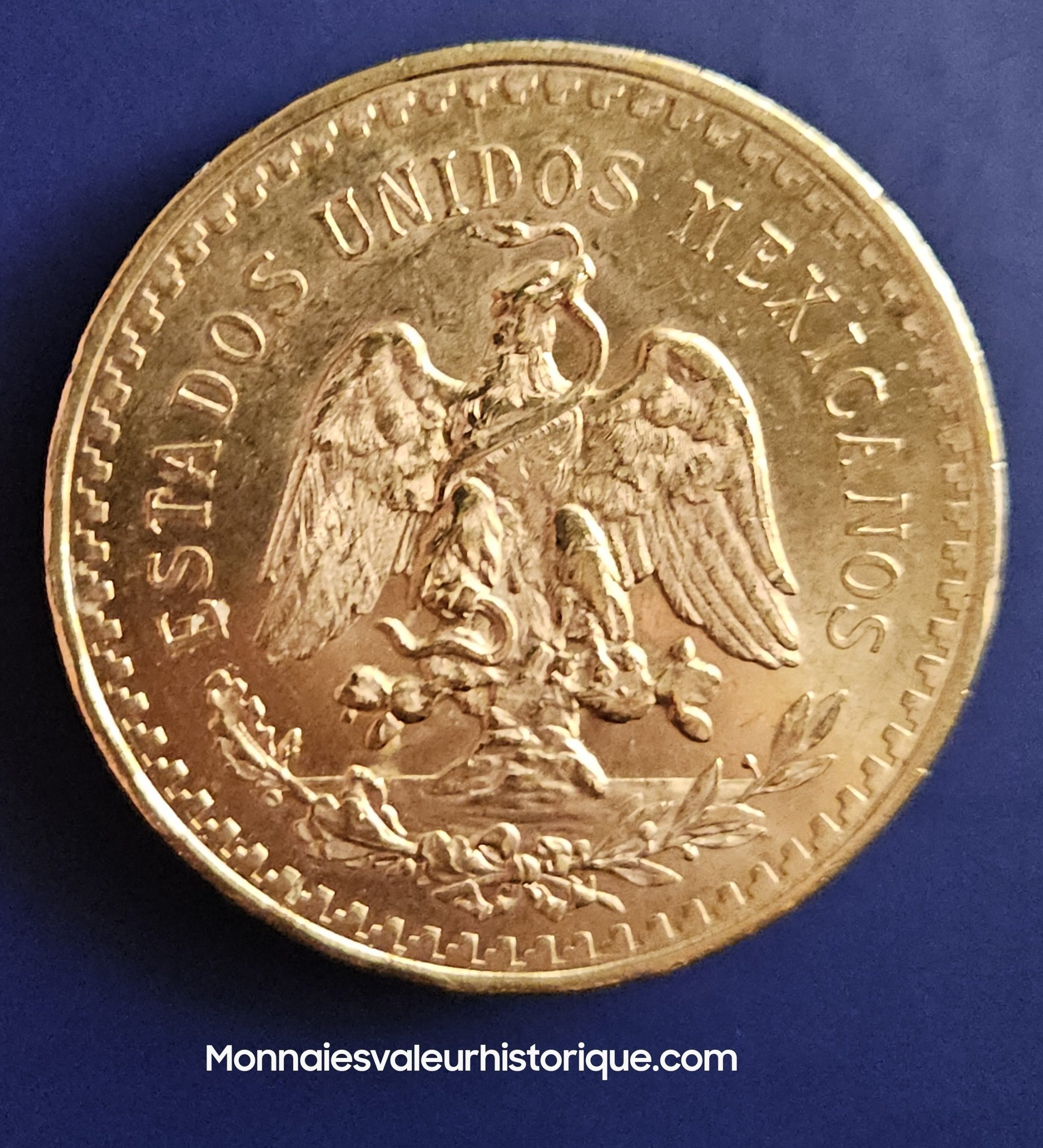 LA PLUS RARE des Pièces de 50 Pesos Centenario Or -1943 – Image 2