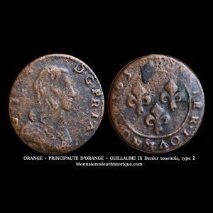 ORANGE - PRINCIPAUTÉ D'ORANGE - GUILLAUME IX Denier tournois type 2