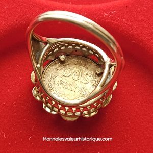 💍 Bague en Or 18K avec Pièce de 2 Pesos Mexicains de 1945 – Artisanat Ancien