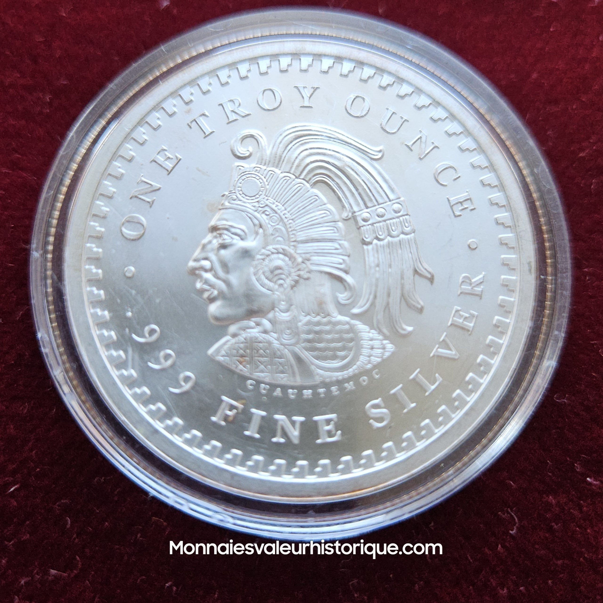 🇲🇽 1 oz Silver Round – Calendrier Aztèque & Empereur Cuauhtémoc – Image 2