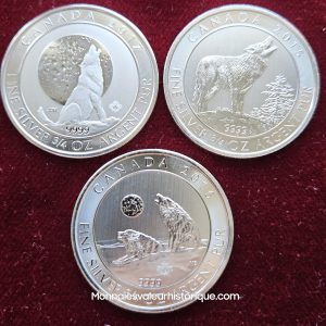 🇨🇦 Lot 2.25 oz Silver Canada – Série Faune 3/4 oz (2015, 2016, 2017) – 2 Dollars