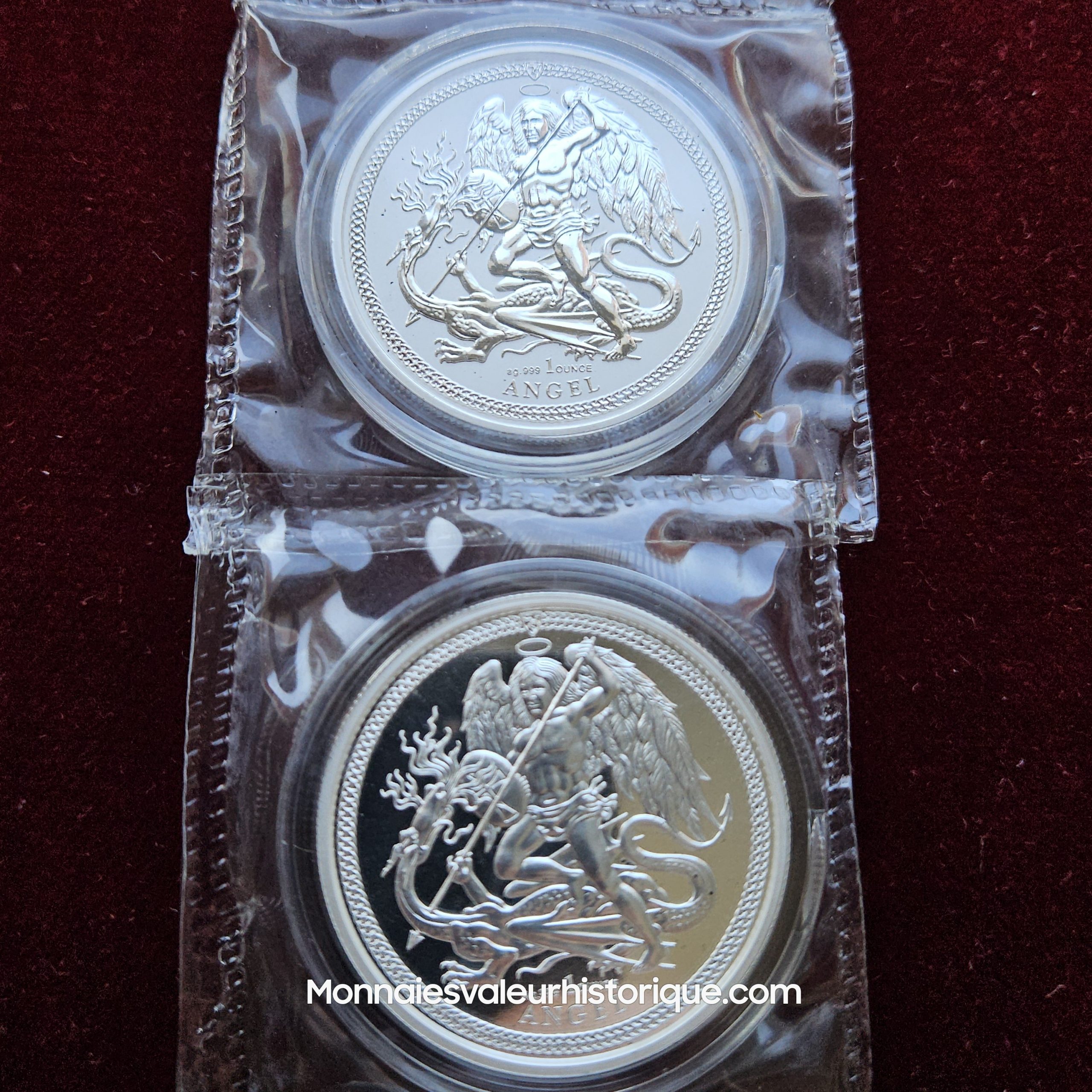 🇮🇲 Lot 2 oz Silver Isle of Man Angel (2017 Proof & 2018 Reverse Proof) – Image 3