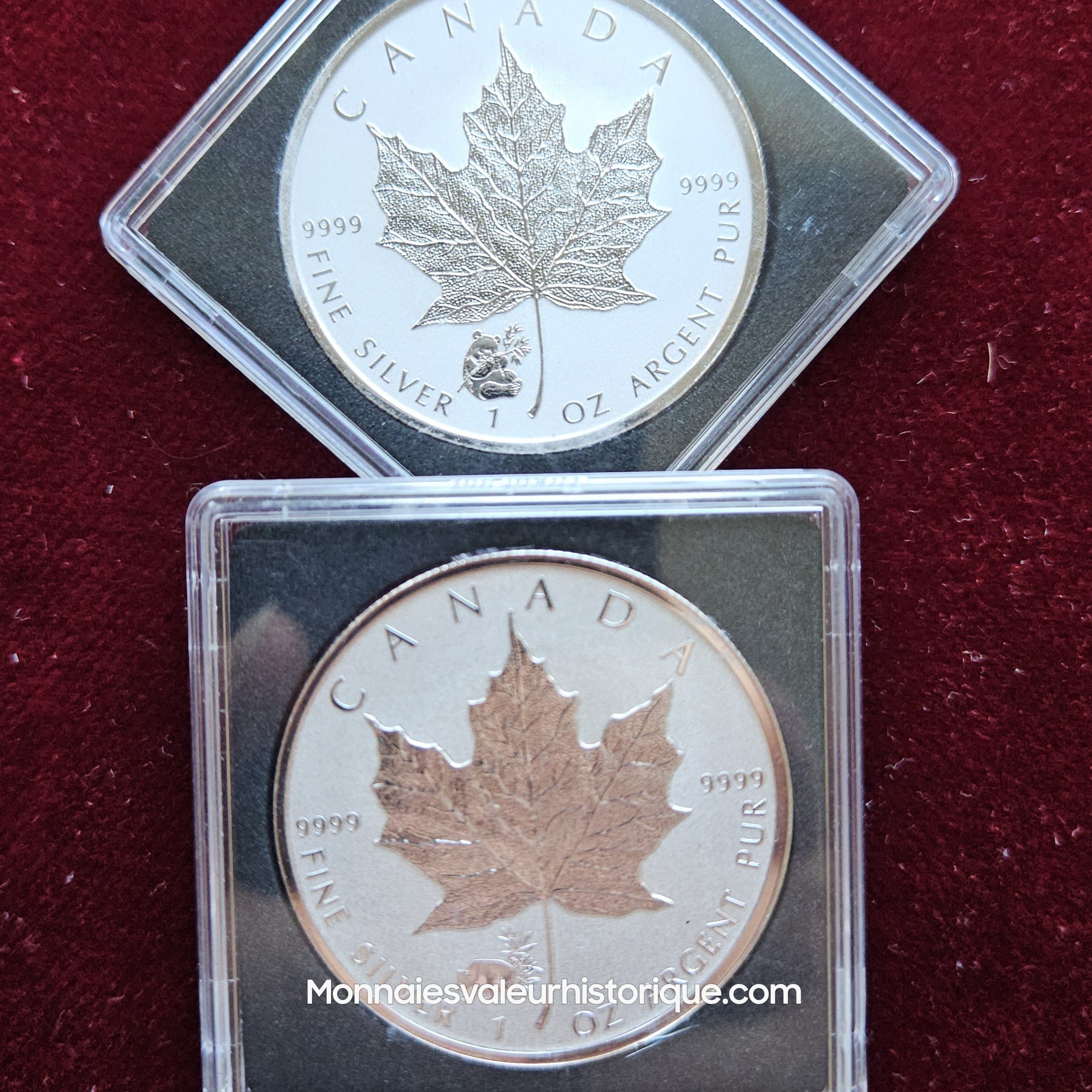 🇨🇦 Lot 2 oz Silver Maple Leaf (2016 & 2017) – Panda Privy Mark – Reverse Proof – Image 3