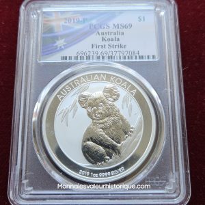 🇦🇺 1 oz Silver Koala 2019-P – PCGS MS69 First Strike – 1 AUD
