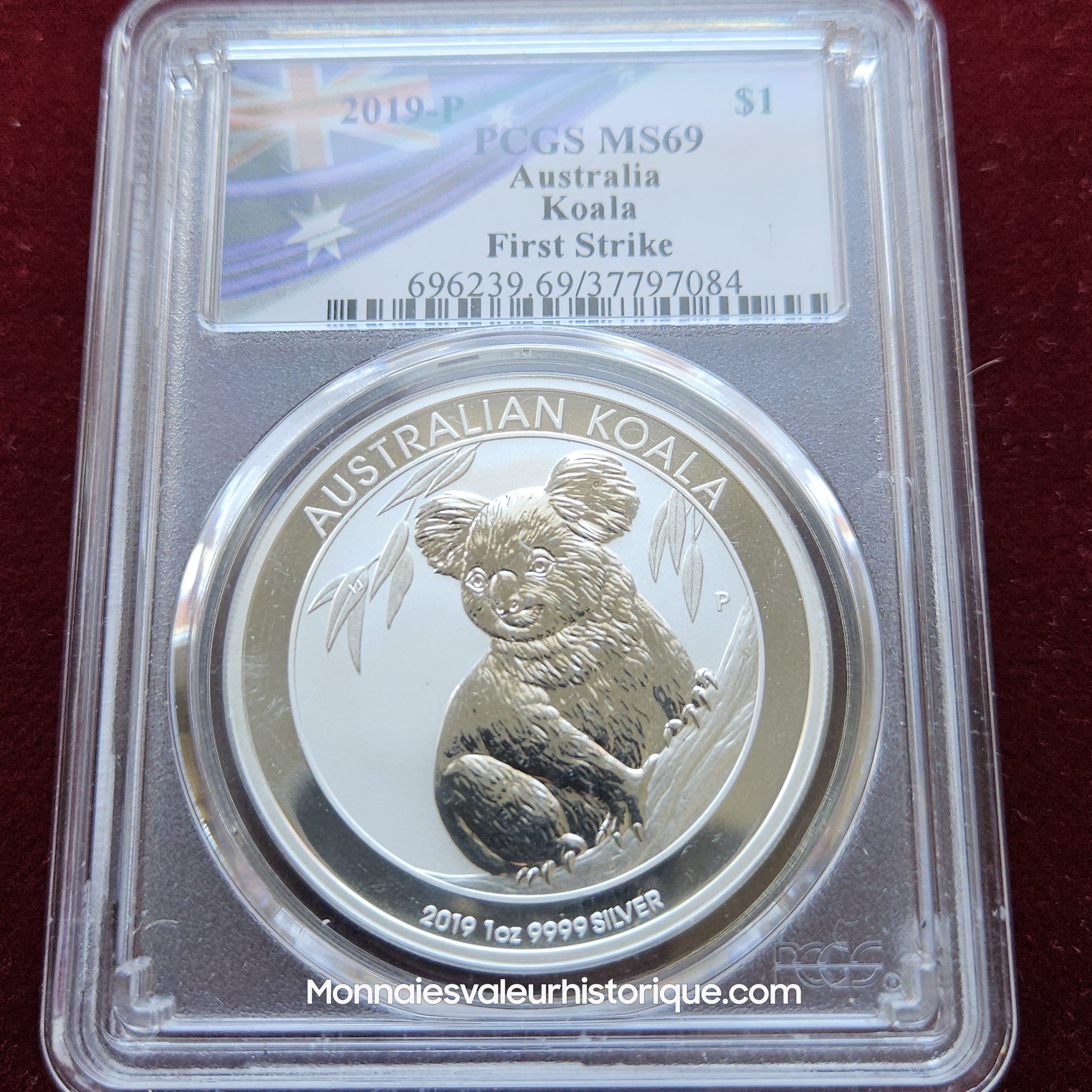 🇦🇺 1 oz Silver Koala 2019-P – PCGS MS69 First Strike – 1 AUD