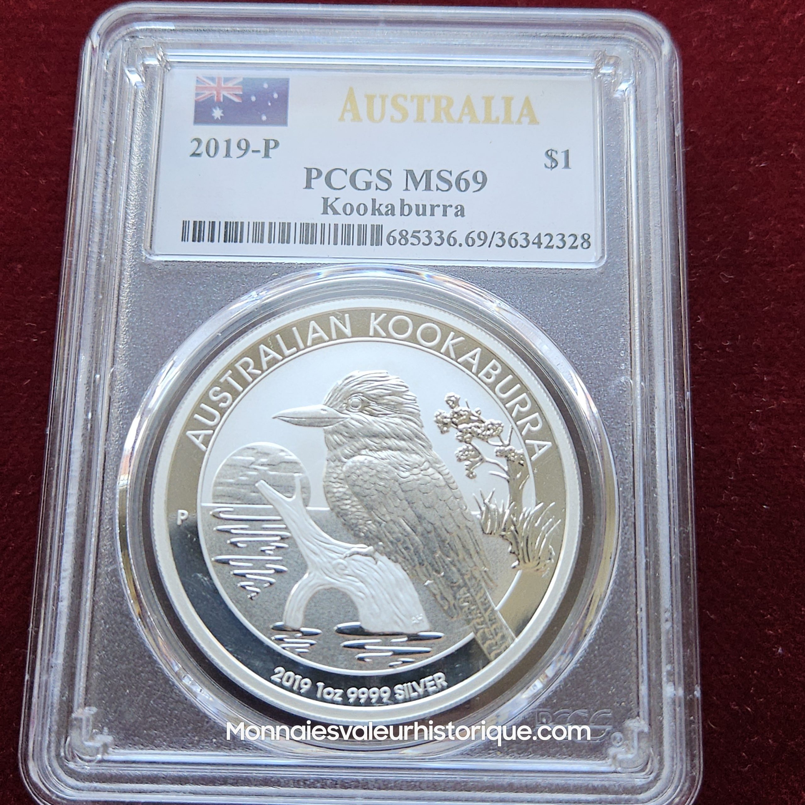🇦🇺 1 oz Silver Kookaburra 2019-P – PCGS MS69 – 1 AUD