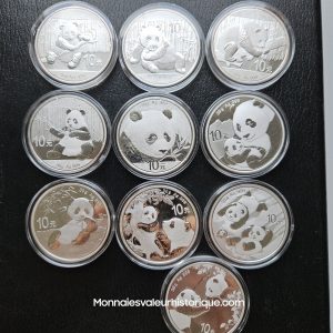 🇨🇳 Collection d'Exception : Série Complète 10 Ans Panda Argent (2014 – 2023) – 10 Pièces