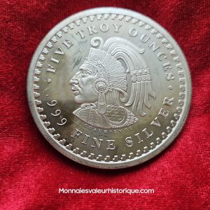 🇲🇽 Impressionnant Round 5 oz Silver – Calendrier Aztèque & Empereur Cuauhtémoc