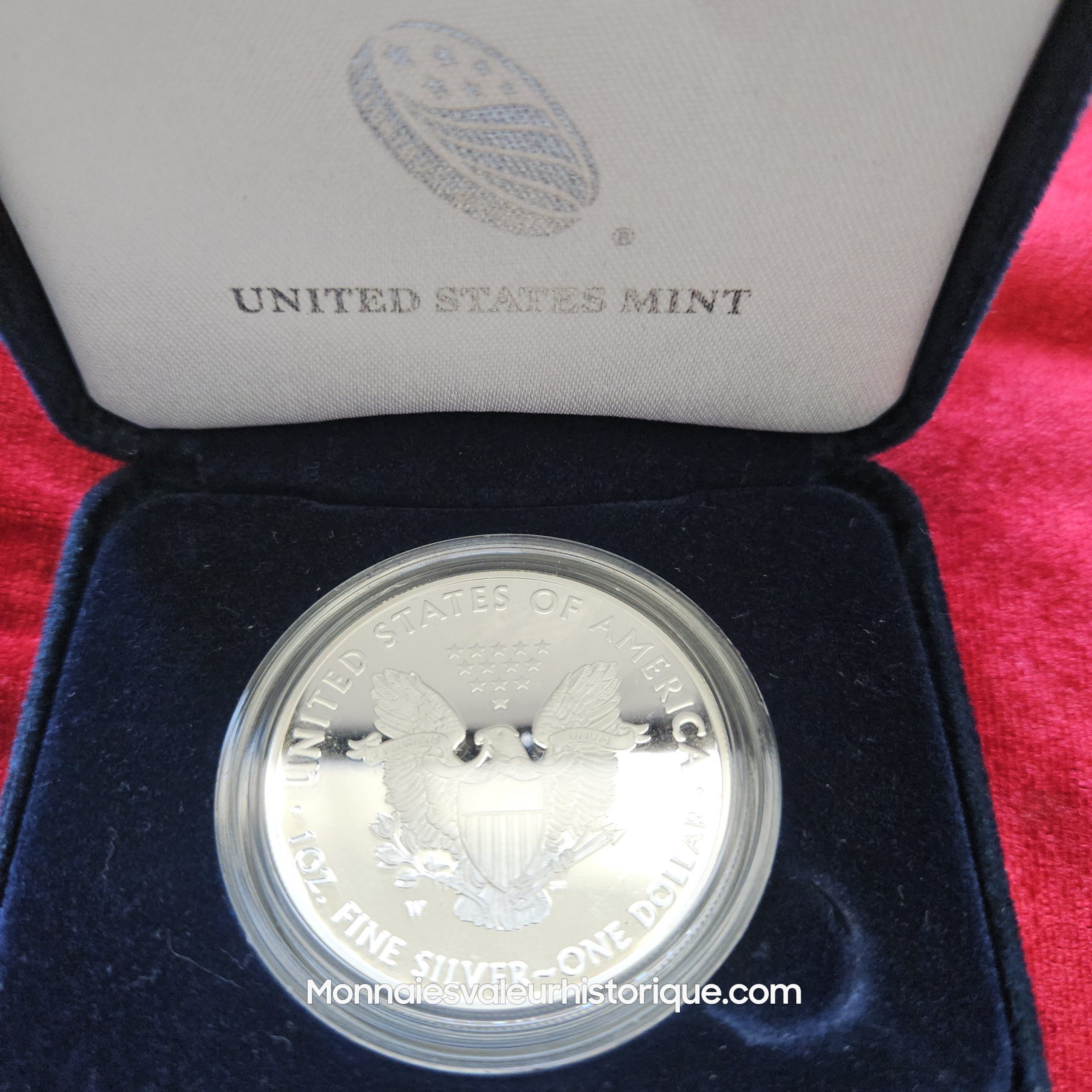 🇺🇸 1$ Silver Eagle Proof 2019 – Coffret Velours Officiel US Mint