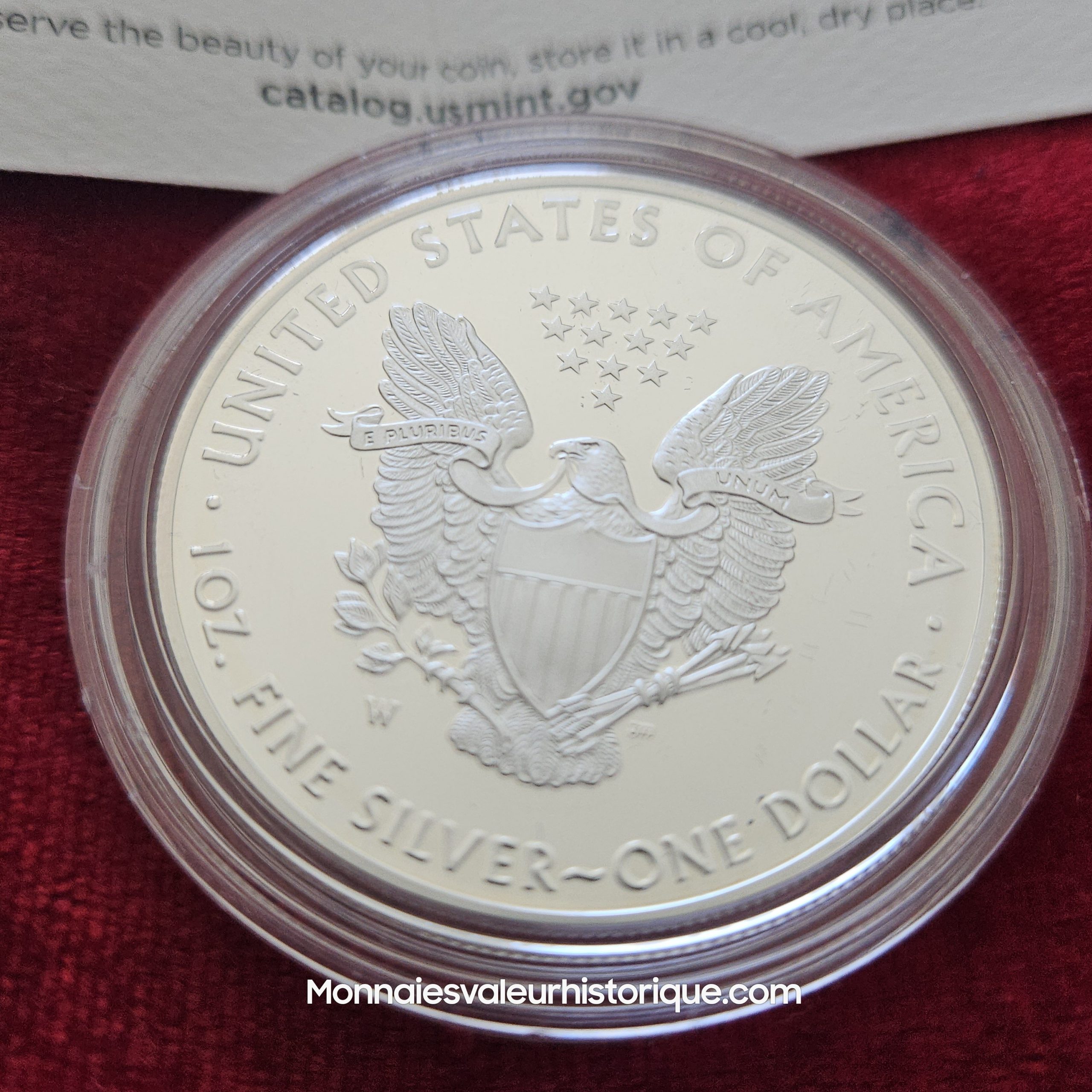 🇺🇸 1$ Silver Eagle Proof 2019 – Coffret Velours Officiel US Mint – Image 4