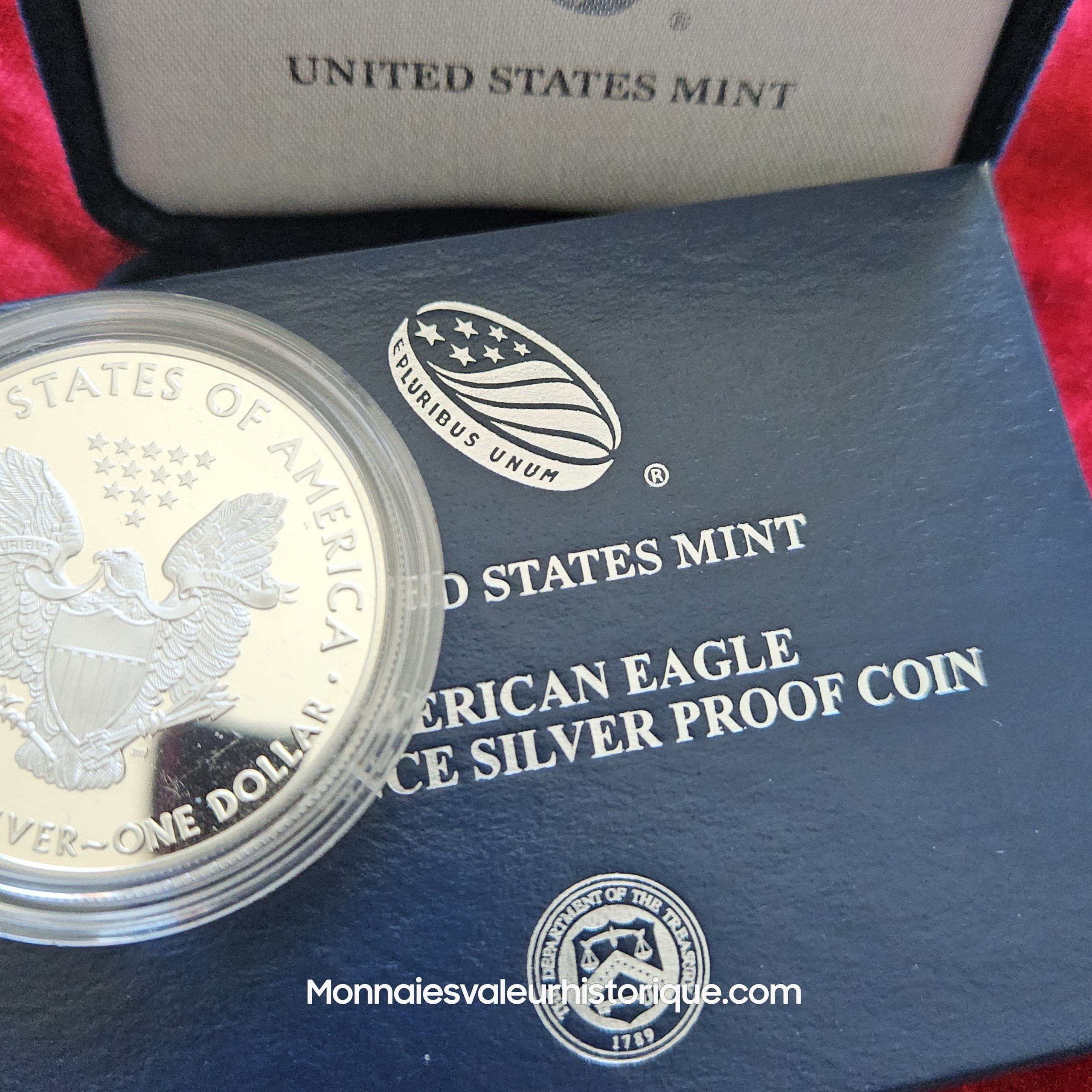 🇺🇸 1$ Silver Eagle Proof 2019 – Coffret Velours Officiel US Mint – Image 5