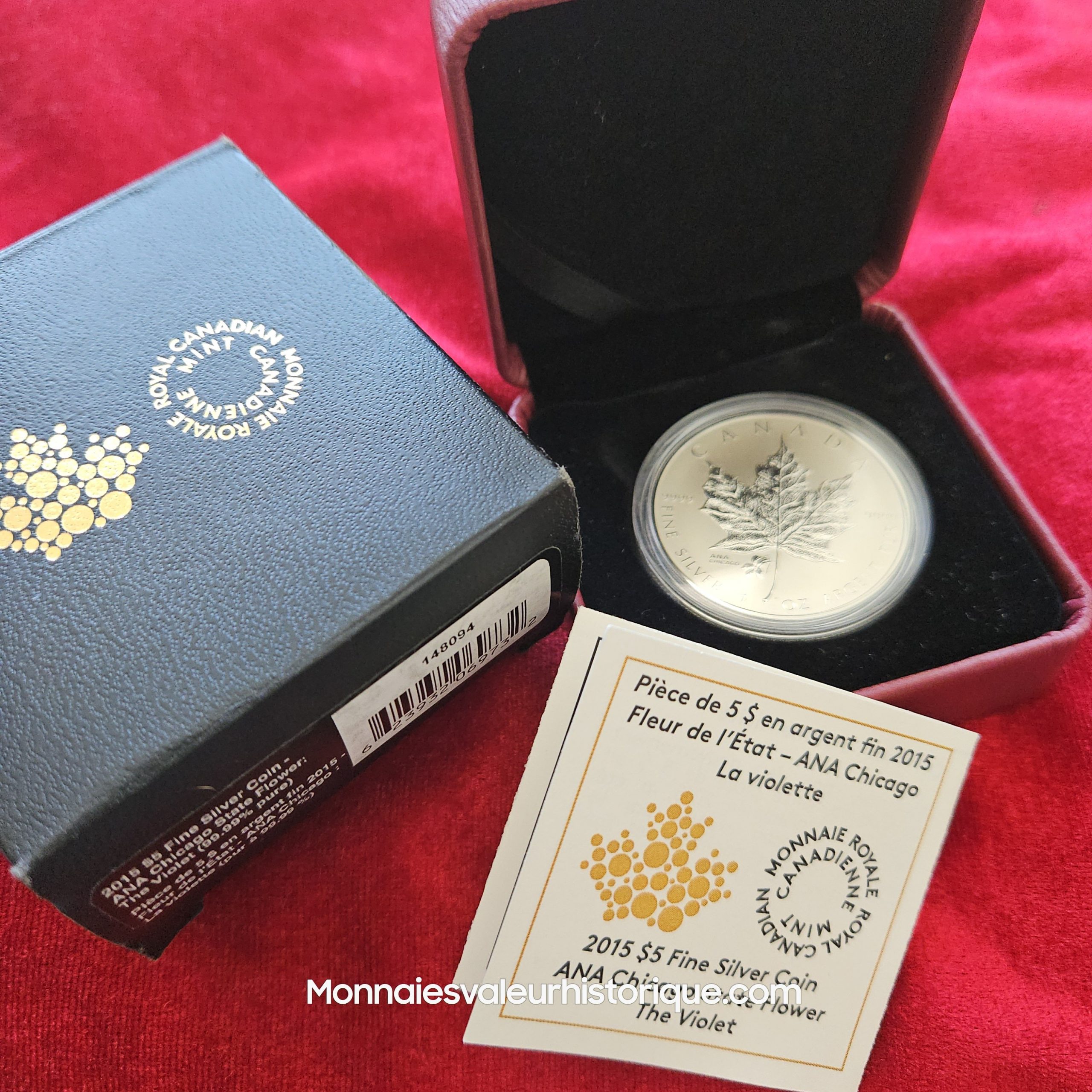 🇨🇦 1 oz Silver Maple Leaf 2015 – Special Edition ANA Chicago – Coffret Officiel
