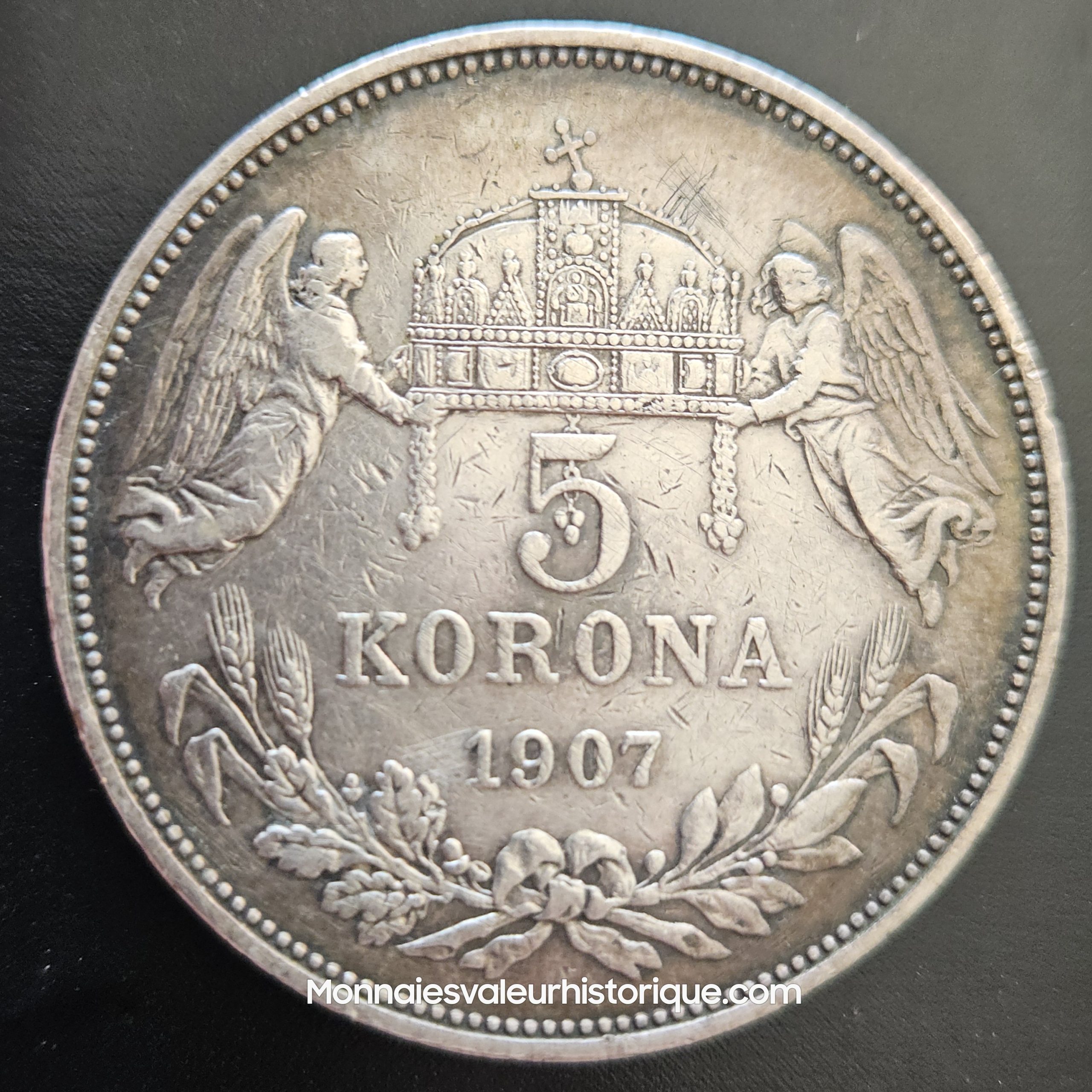 HONGRIE 5 Korona François-Joseph 1907 Kremnitz – Image 4