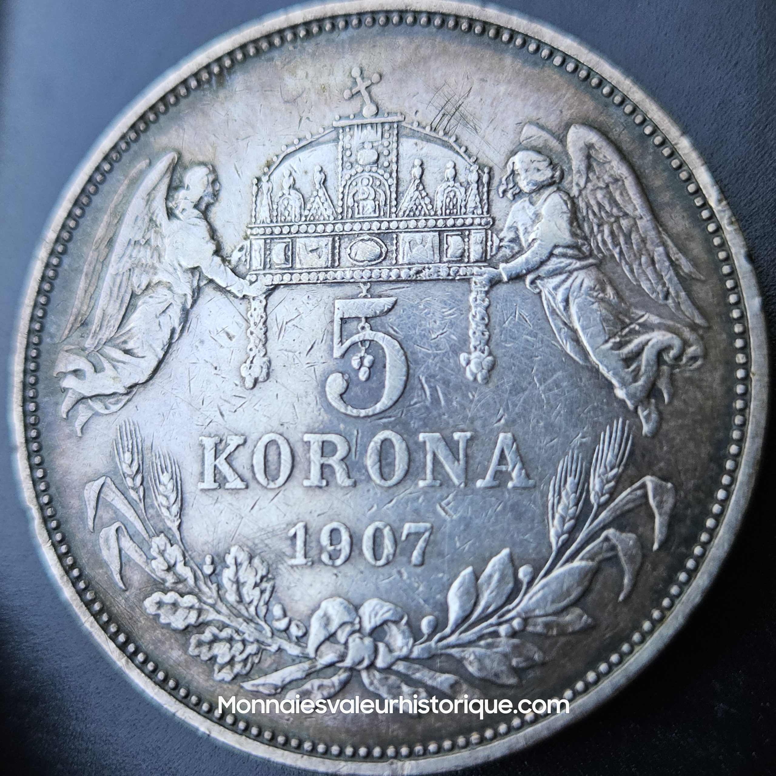 HONGRIE 5 Korona François-Joseph 1907 Kremnitz – Image 2